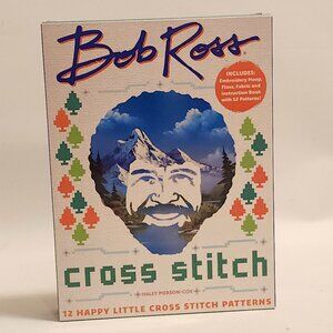 FUN Bob Ross Cross Stitch 12 Happy Little Cross Stitch Patterns Embroidery Hoops